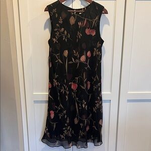 D. Stevens Black Floral Midi Dress Size 14